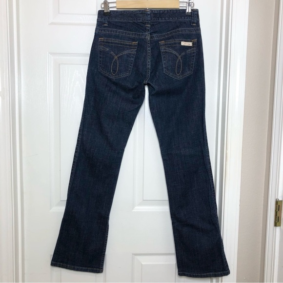 Calvin Klein Jeans Women’s Cotton Blend Mid Rise Lean Bootcut Dark Wash Jeans 6 - Picture 5 of 16